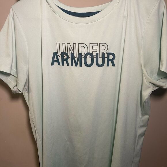 Under Armour Tops - Under Armour XL Mint Green Graphic T-Shirt Double Logo Short Sleeve Womens